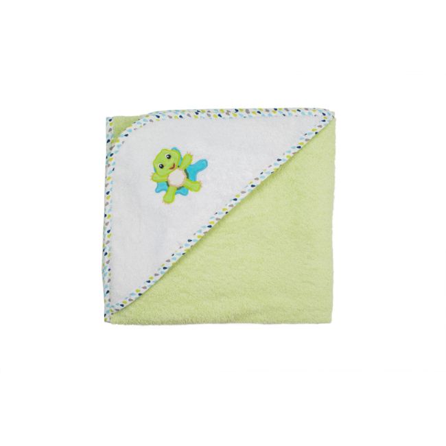 Prosop cu capison si broderie, frog - 75 x 75cm (0 luni - 1 an)