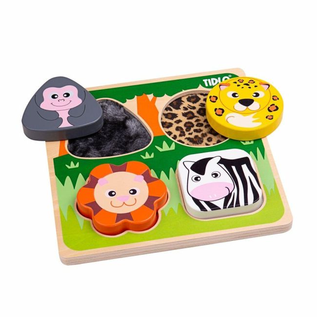 Puzzle senzorial din lemn - safari