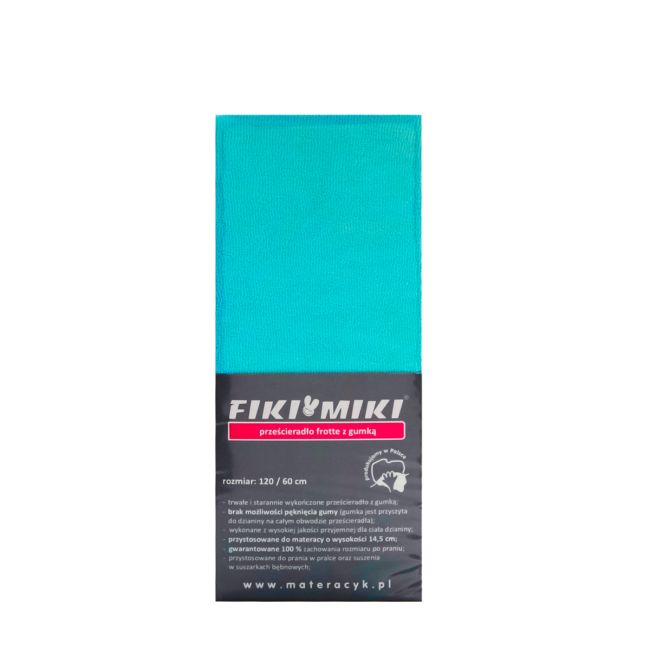 Cearsaf cu elastic din frotir turcoaz 120/60 cm ERFF05107