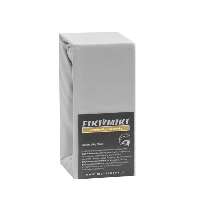 Cearsaf cu elastic jerse bumbac gri 120/60 cm ERFF05111
