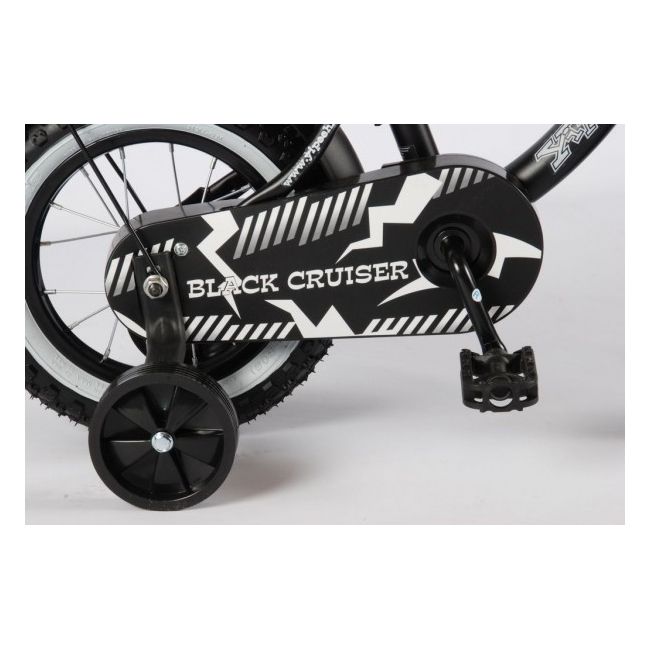 Bicicleta Volare Black Cruiser pentru baieti 12 inch cu roti ajutatoare partial montata - SOLVOL21201
