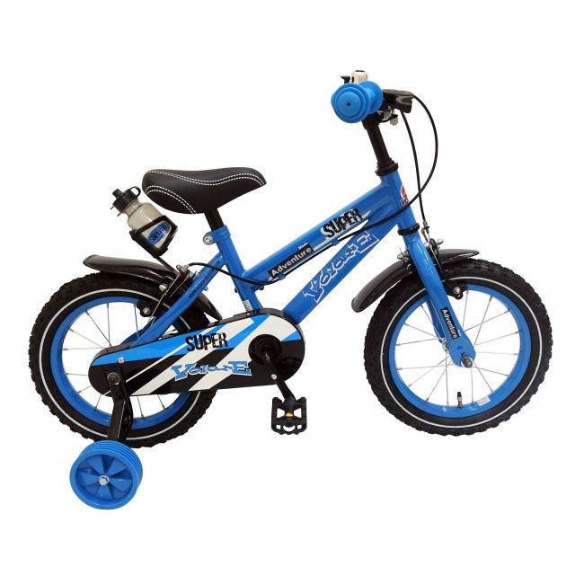 Bicicleta Volare Super Blue pentru baieti 14 inch cu roti ajutatoare partial montata - SOLVOL71432-IT