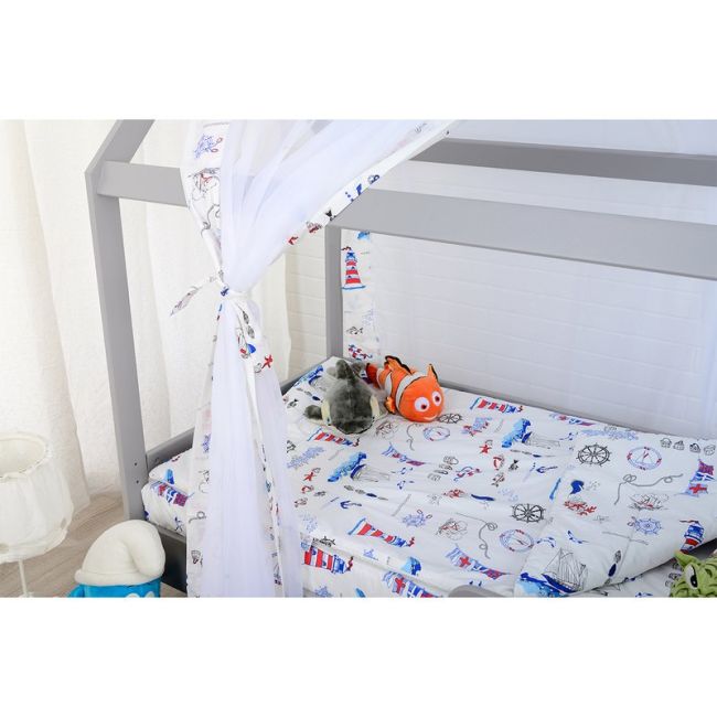 BabyNeeds - Baldachin din voal pentru patut, Aventura pe mare, Albastru BYNBN190