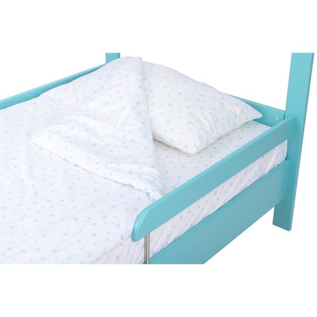 BabyNeeds - Lenjerie patut 3 piese 160x80 cm, Alb cu stelute albastru deschis BYNBN188