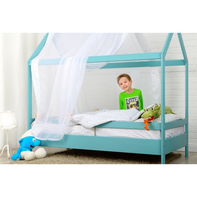 BabyNeeds - Lenjerie patut 3 piese 160x80 cm, Alb cu stelute albastru deschis BYNBN188