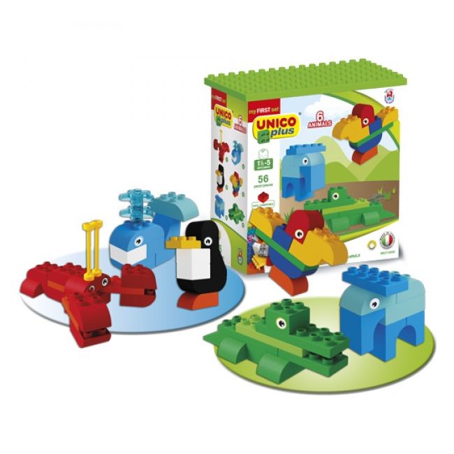 Set constructie Unico Animale Salbatice colorate  56 piese - SOLUN8627