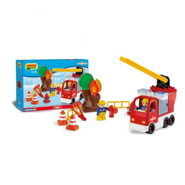 Set constructie Unico Camion Pompieri cu scara reglabila 43 piese - SOLUN8554