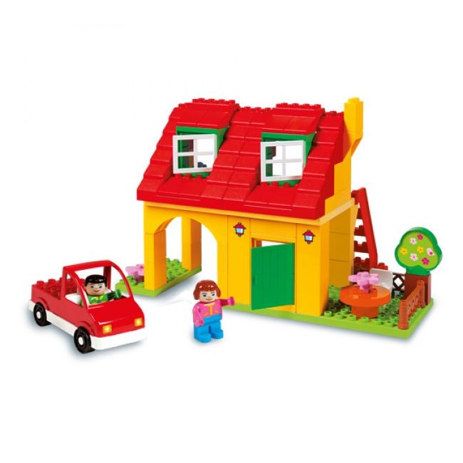 Set constructie Unico Vila cu masina 60 piese - SOLUN8515