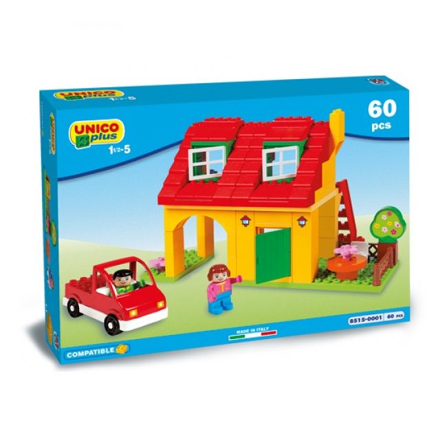 Set constructie Unico Vila cu masina 60 piese - SOLUN8515
