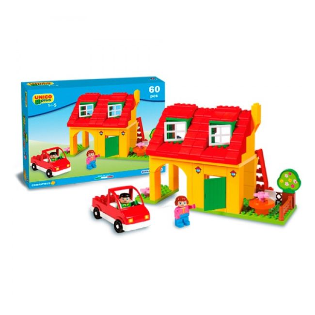 Set constructie Unico Vila cu masina 60 piese - SOLUN8515