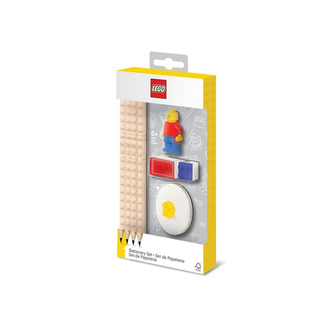 Set LEGO cu o minifigurina, 4 creioane, 1 topper, 1 ascutitoare  - CLV52053