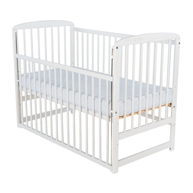 BabyNeeds - Patut din lemn Ola 120x60 cm, cu laterala culisanta, Alb BYNBOOLA03AL