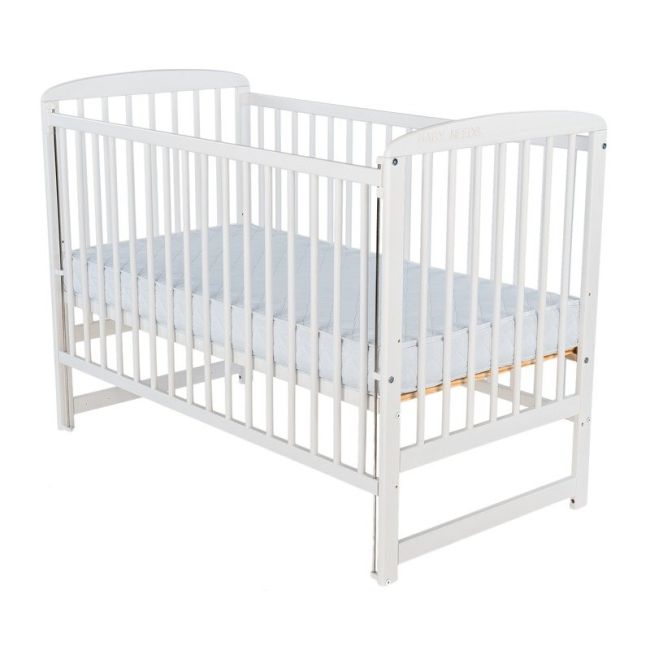 BabyNeeds - Patut din lemn Ola 120x60 cm, cu laterala culisanta, Alb BYNBOOLA03AL