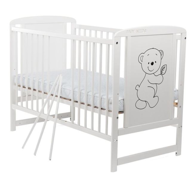 BabyNeeds - Patut din lemn Timmi 120x60 cm, Alb BYNBOTIM01AL