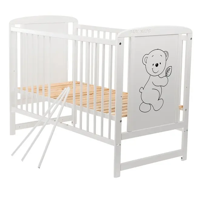 BabyNeeds - Patut din lemn Timmi 120x60 cm, Alb BYNBOTIM01AL