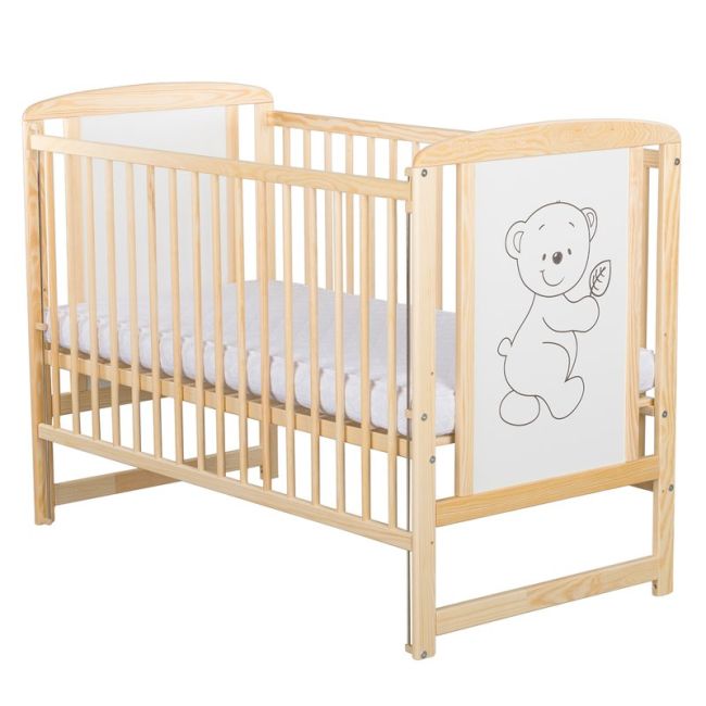 BabyNeeds - Patut din lemn Timmi 120x60 cm, cu laterala culisanta, Natur BYNBOTIM03NT