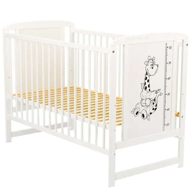 BabyNeeds - Patut din lemn Timmi Girafa 120x60 cm, Alb BYNBOTIMG01AL