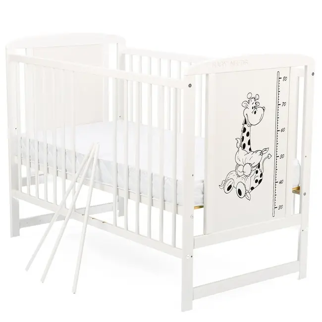 BabyNeeds - Patut din lemn Timmi Girafa 120x60 cm, Alb BYNBOTIMG01AL