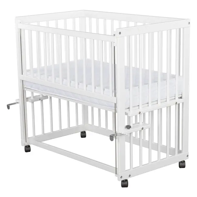 BabyNeeds - Patut evolutiv Dalia 90x50 cm, Alb + Saltea 8 cm BYNBODAL10CM03AL