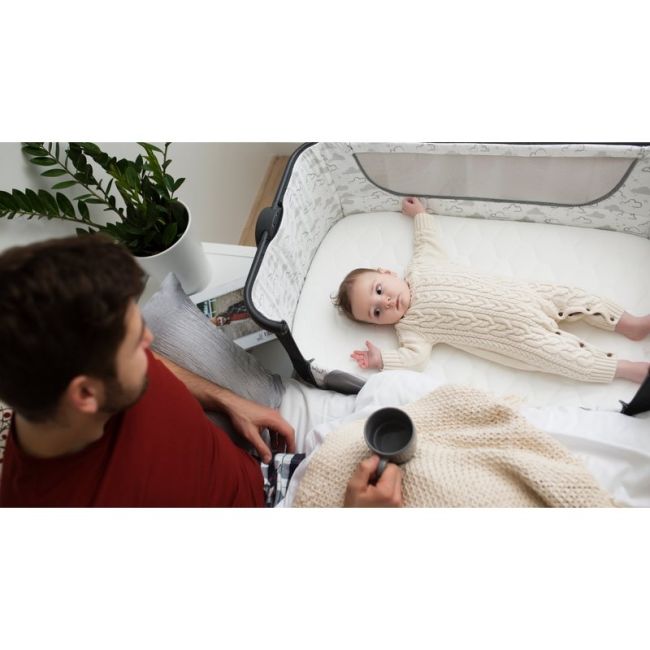Lionelo - Patut co-sleeper Timon Pliabil, 3 in 1 din Aluminiu, 90x50 cm, Gri BYNLO-TIMON