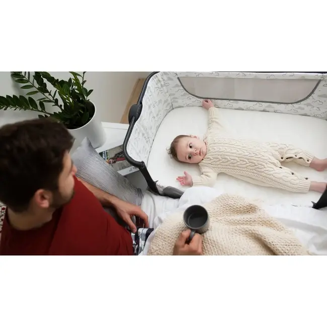 Lionelo - Patut co-sleeper Timon Pliabil, 3 in 1 din Aluminiu, 90x50 cm, Gri BYNLO-TIMON