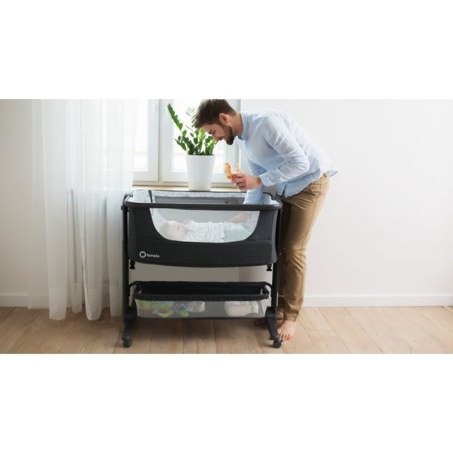 Lionelo - Patut co-sleeper Timon Pliabil, 3 in 1 din Aluminiu, 90x50 cm, Gri BYNLO-TIMON