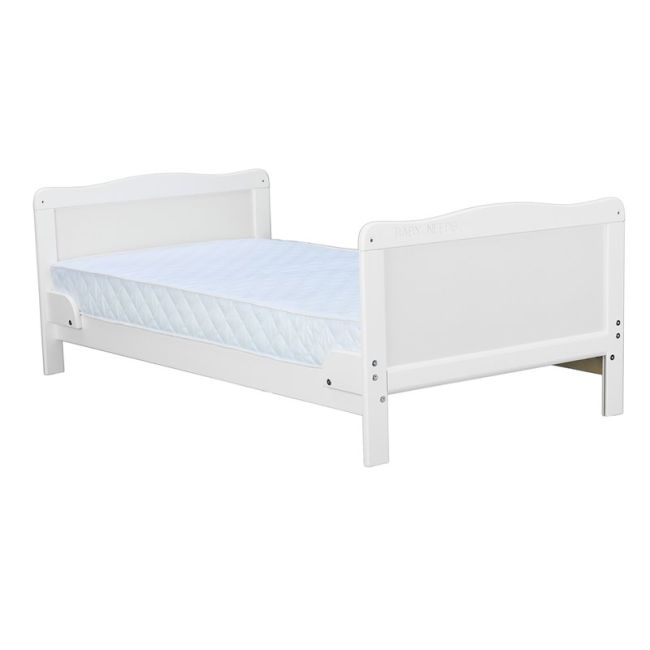 BabyNeeds - Patut din lemn Nadia 140x70 cm, transformabil, Alb + Saltea 12 cm BYNBONAD12CM01AL