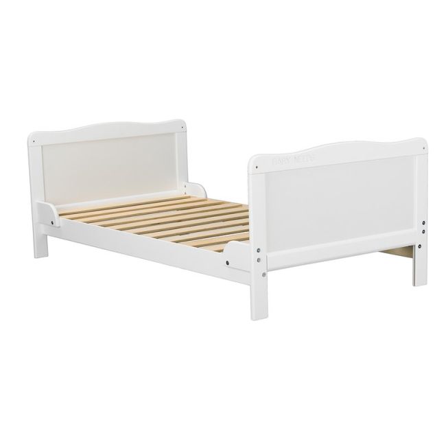 BabyNeeds - Patut din lemn Nadia 140x70 cm, transformabil, Alb + Saltea 12 cm BYNBONAD12CM01AL