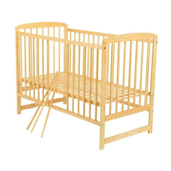BabyNeeds - Patut din lemn Ola 120x60 cm, Natur + Saltea 12 cm BYNBOOLA12CM01NT
