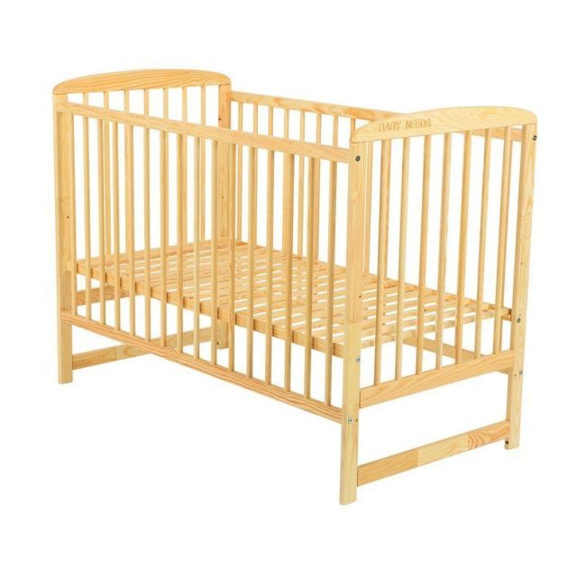 BabyNeeds - Patut din lemn Ola 120x60 cm, Natur + Saltea 12 cm BYNBOOLA12CM01NT