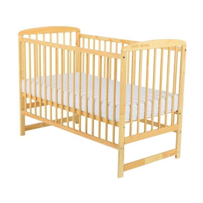 BabyNeeds - Patut din lemn Ola 120x60 cm, Natur + Saltea 12 cm BYNBOOLA12CM01NT