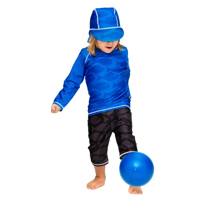 Tricou de baie Fish blue marime 98-104 protectie UV Swimpy SUP34-SF7002B