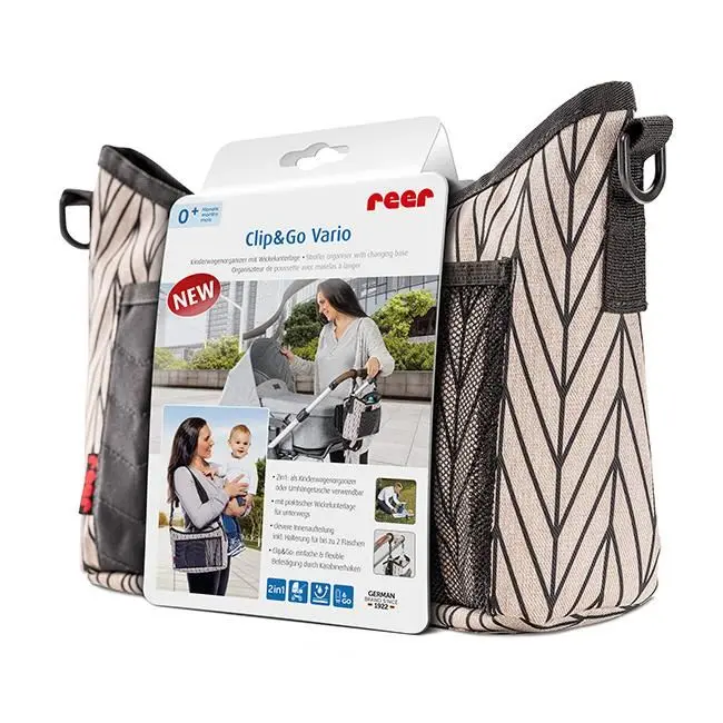 Geanta organizator cu aleza pentru schimbat scutecul bebelusului Reer Clip&Go Vario 84072