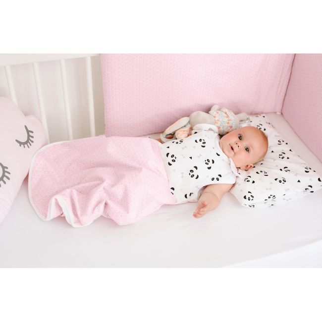 Sac de dormit bebe pentru vară – 0-6 luni, 100% bumbac, model pink pandas