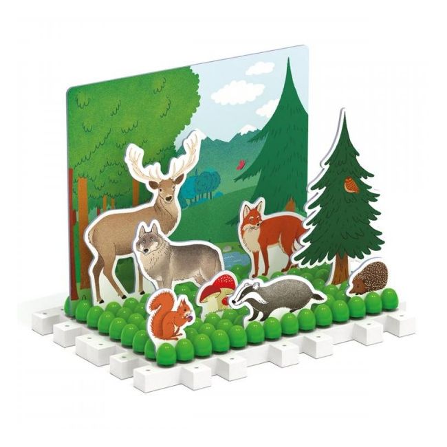 Joc educativ pentru copii Quercetti Play Montessori 0621 Play Habitat Animale domestice la ferma si animale salbatice in padure - SOLQ0621