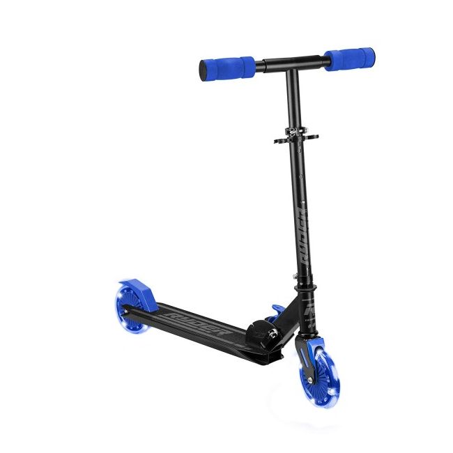 Trotineta pentru copii cu 2 roti Saica Ryder Dark Light 3441 cu roti din silicon care lumineaza albastru cu negru - SOLSA3441
