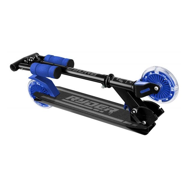 Trotineta pentru copii cu 2 roti Saica Ryder Dark Light 3441 cu roti din silicon care lumineaza albastru cu negru - SOLSA3441