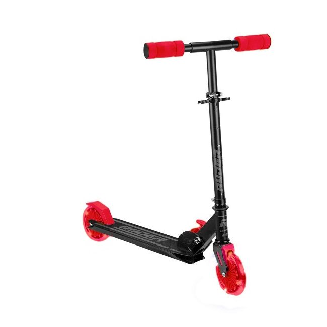 Trotineta pentru copii cu 2 roti Saica Ryder Dark Light 3442 cu roti din silicon care lumineaza rosu cu negru - SOLSA3442