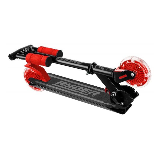 Trotineta pentru copii cu 2 roti Saica Ryder Dark Light 3442 cu roti din silicon care lumineaza rosu cu negru - SOLSA3442