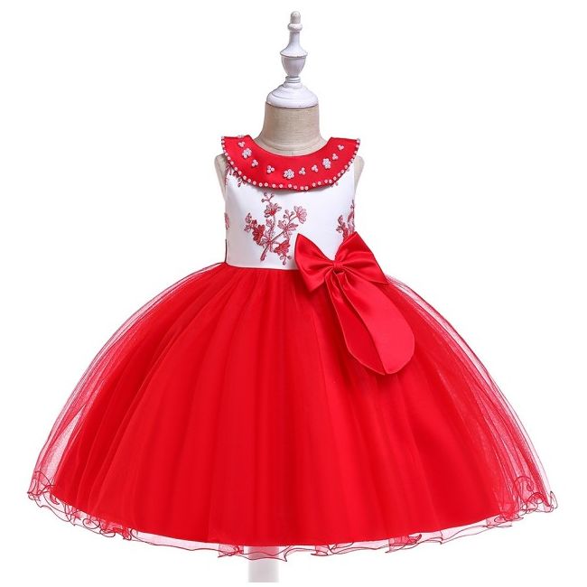 Rochie ocazie rosu cu alb - Glamour - MDpmk46-5.5 ani