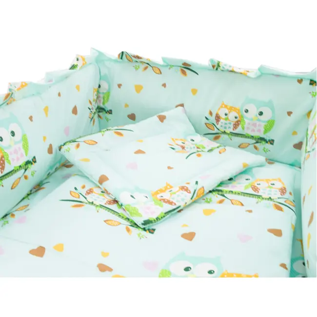 Lenjerie MyKids Mini Bufnite Turquoise 4 Piese 140x70 - MYK00008927