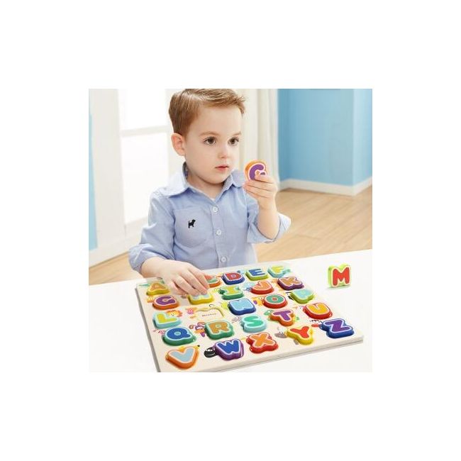 Puzzle din lemn - litere si animalute