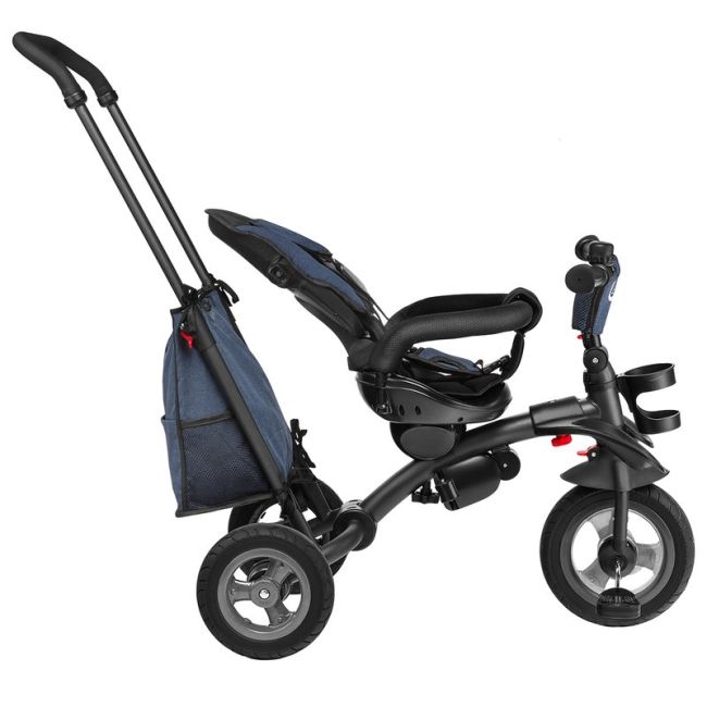 Lionelo - Tricicleta Tris Jeans Mecanism de pedalare libera, Suport picioare, Control al directiei, Scaun reversibil, Rotire 360 grade, Pliabila, Albastru BYNLO-TRIS_JEANS