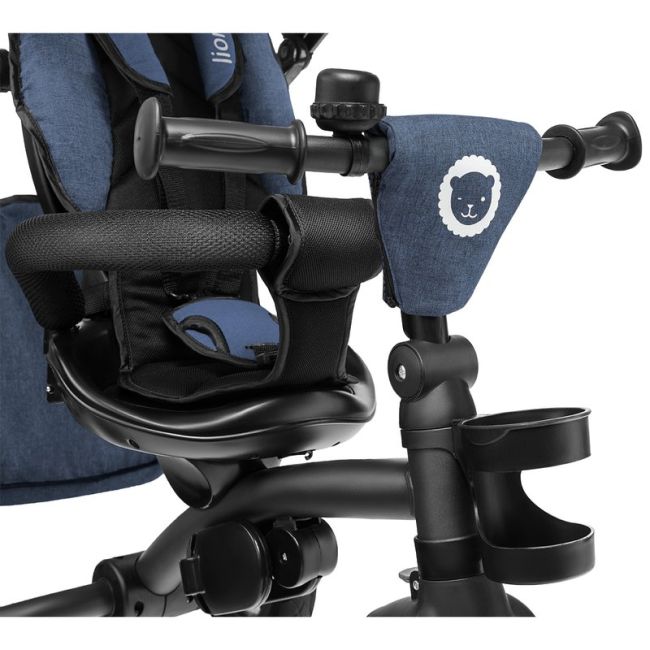 Lionelo - Tricicleta Tris Jeans Mecanism de pedalare libera, Suport picioare, Control al directiei, Scaun reversibil, Rotire 360 grade, Pliabila, Albastru BYNLO-TRIS_JEANS