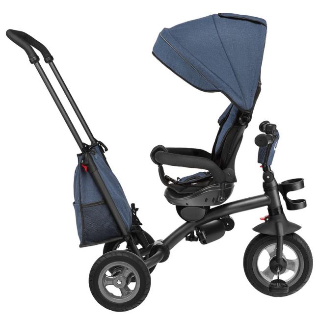 Lionelo - Tricicleta Tris Jeans Mecanism de pedalare libera, Suport picioare, Control al directiei, Scaun reversibil, Rotire 360 grade, Pliabila, Albastru BYNLO-TRIS_JEANS