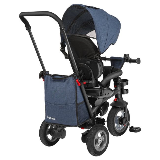 Lionelo - Tricicleta Tris Jeans Mecanism de pedalare libera, Suport picioare, Control al directiei, Scaun reversibil, Rotire 360 grade, Pliabila, Albastru BYNLO-TRIS_JEANS