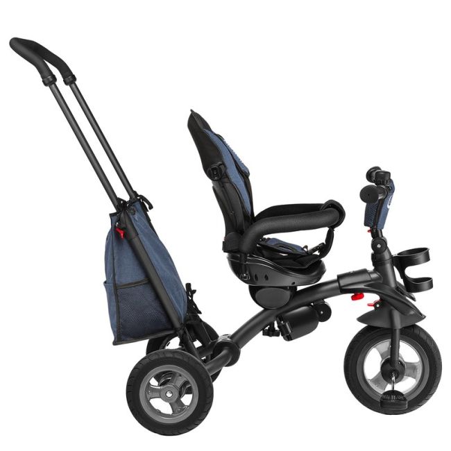 Lionelo - Tricicleta Tris Jeans Mecanism de pedalare libera, Suport picioare, Control al directiei, Scaun reversibil, Rotire 360 grade, Pliabila, Albastru BYNLO-TRIS_JEANS