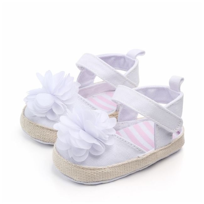 Pantofiori fetite cu floare alba MDd2154-4-p19.3-6 luni (Marimea 18 incaltaminte)