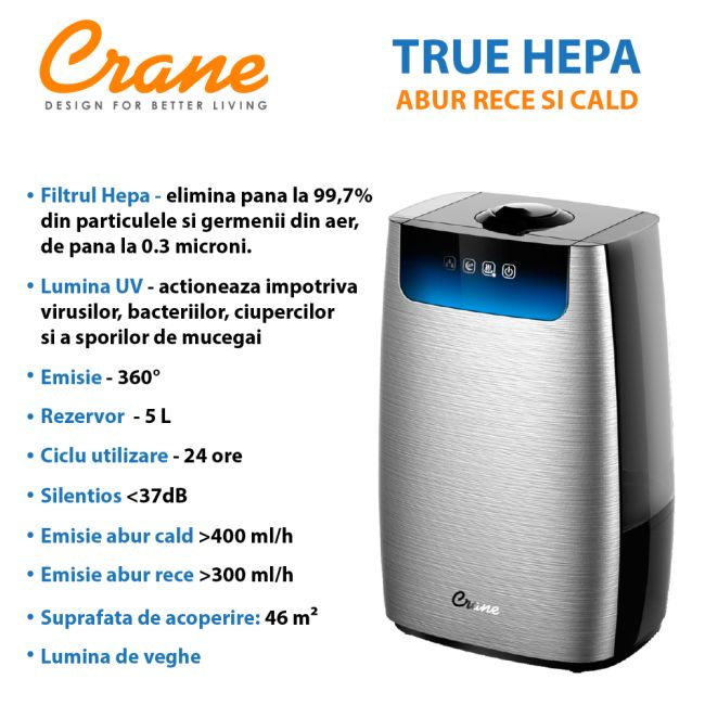 Purificator si Umidificator Digital cu Aburi Calzi si Reci ERFEE-6908