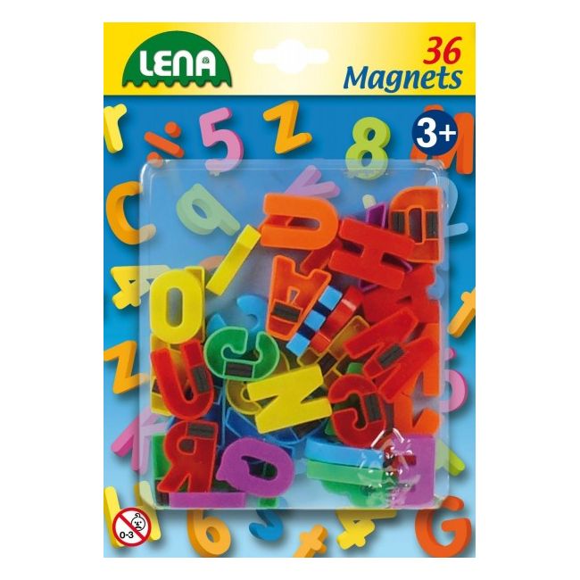 Set litere mari magnetice Lena multicolore 36 piese 3 cm lungime - SOLLE65745